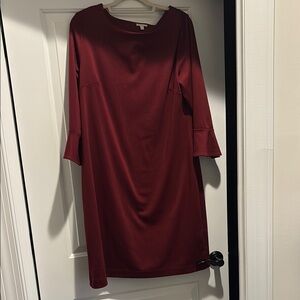 Talbots Red Sheath Dress with Bell Sleeves